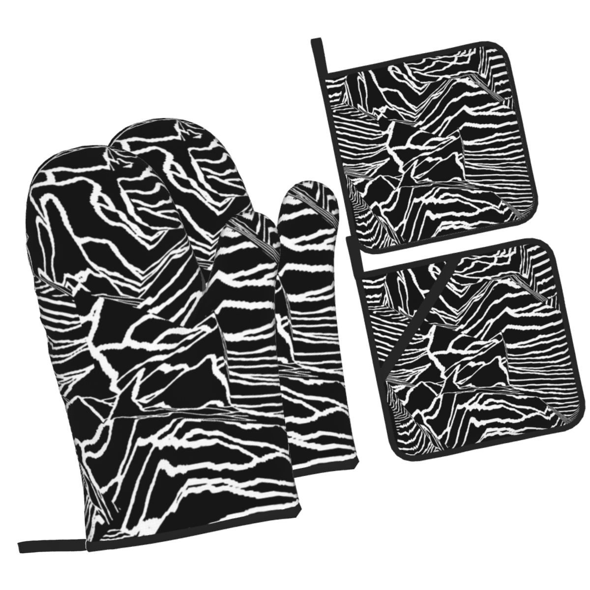 Kitchen Baking Pan Set - Joy Division Unknown Pleasures Oven Mitts