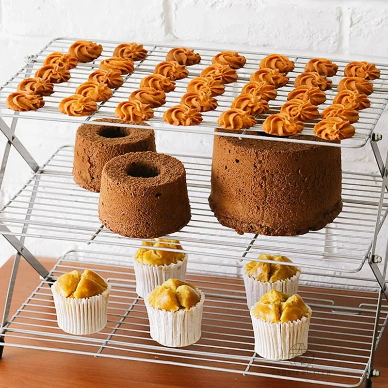 Kitchen Accessories For Baking - Foldable Multi-Layer Cake Cooling Rack Non-Stick