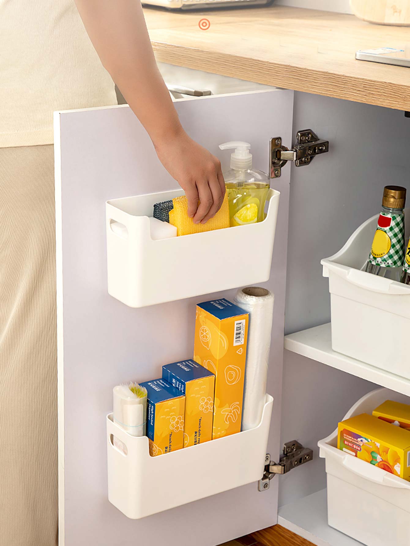 Kitchen Baking Tray Storage - Punch Free Cabinet Door Organizer Plastic