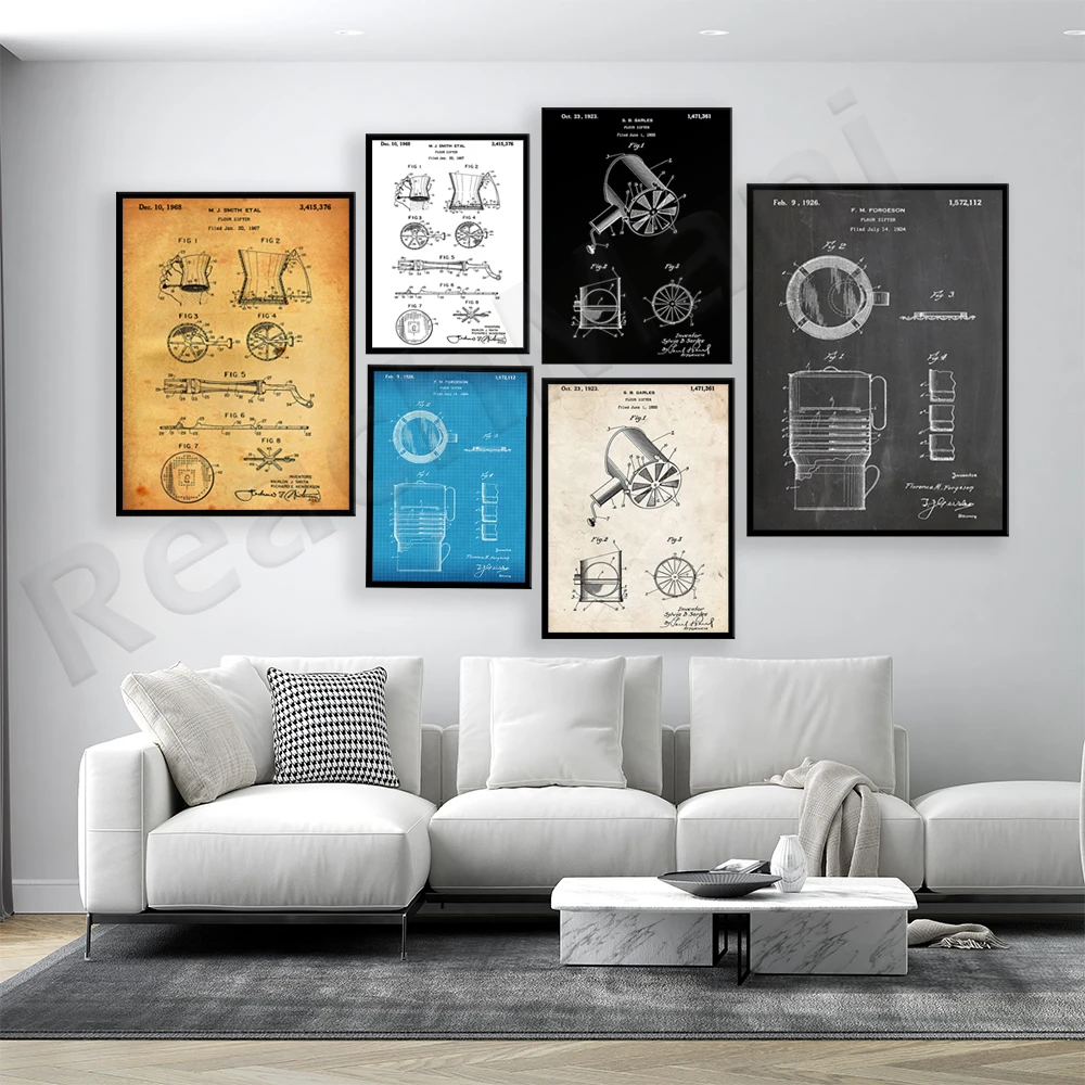 Flour Sieve 1926 Patent Print, - огляд і ціна Kitchen Baking Wall Art