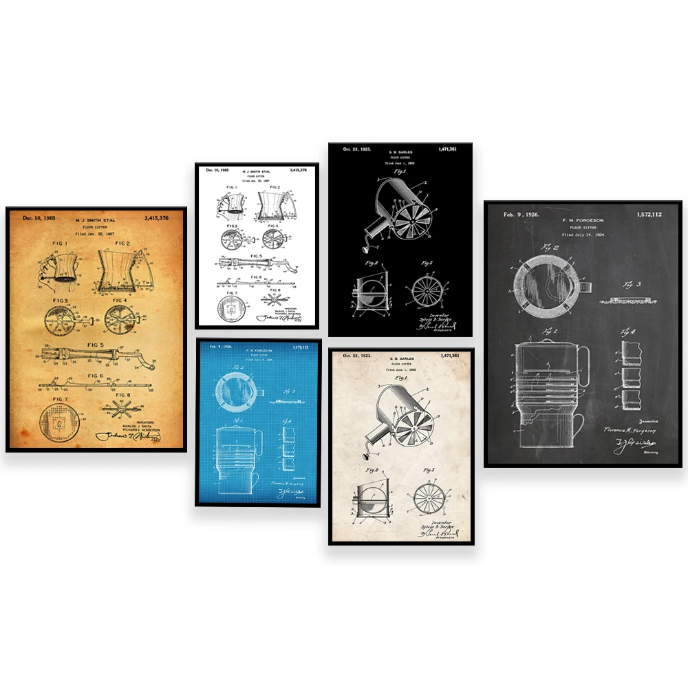 Flour Sieve 1926 Patent Print, - огляд і ціна Kitchen Baking Wall Art