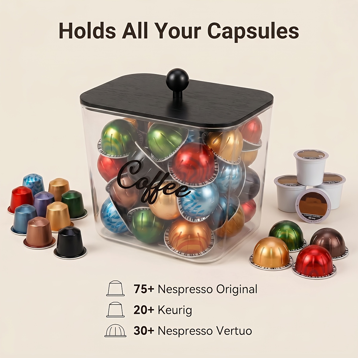Coffee Pod Holder with Lids Pl - огляд і ціна Kitchen Baking Tray Storage