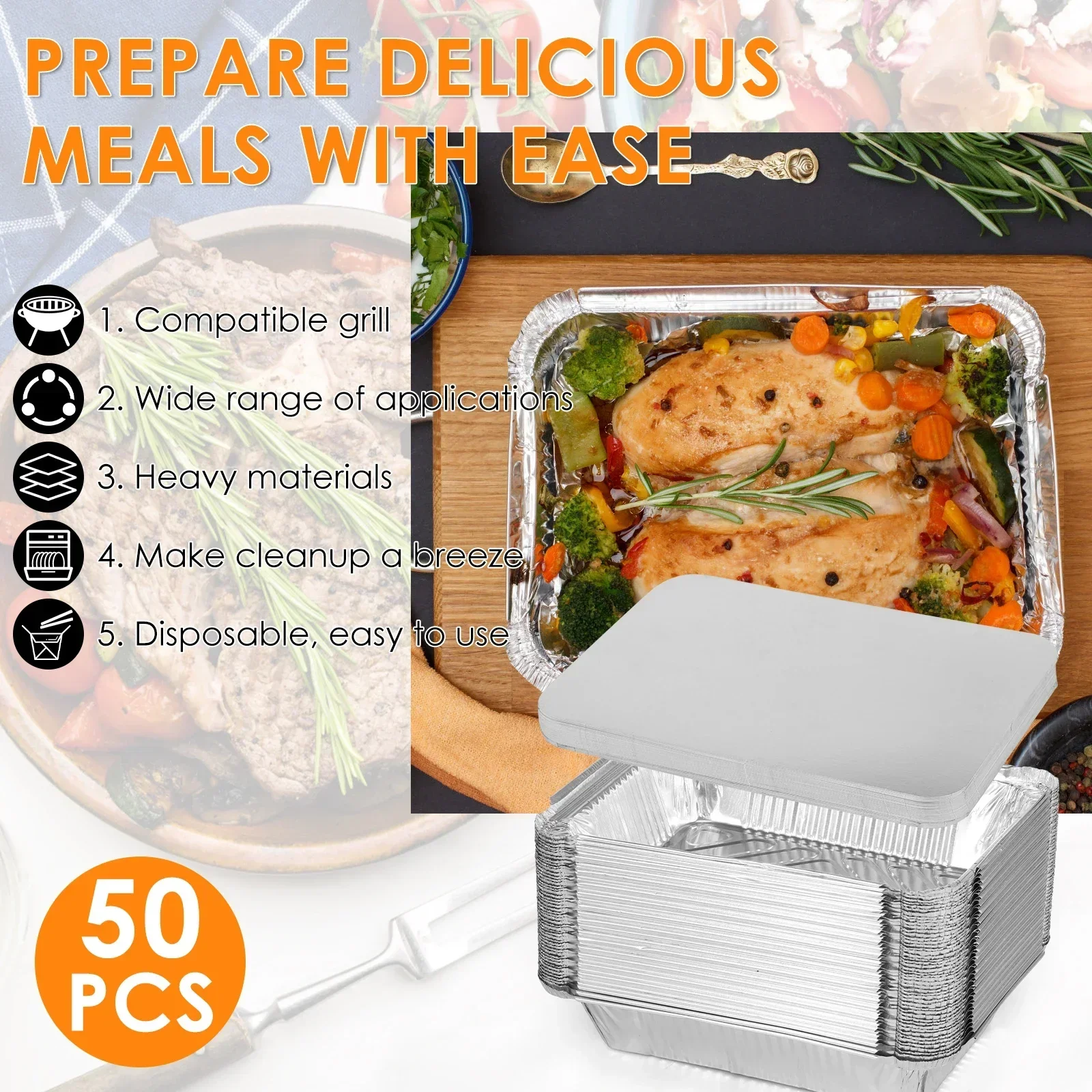 50/100pcs Aluminum Foil Trays  - огляд і ціна Kitchen Baking Pan Set