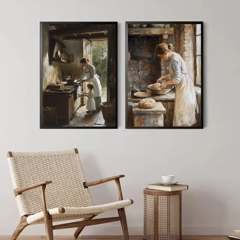 French Kitchen Woman Baking Br - огляд і ціна Kitchen Baking Wall Art