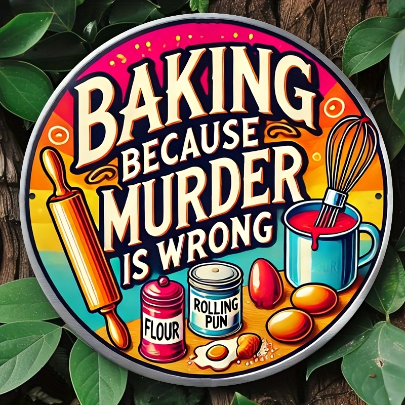 HD Tin Sign, Baking Because Mu - огляд і ціна Kitchen Baking Wall Art