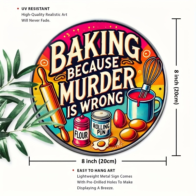HD Tin Sign, Baking Because Mu - огляд і ціна Kitchen Baking Wall Art