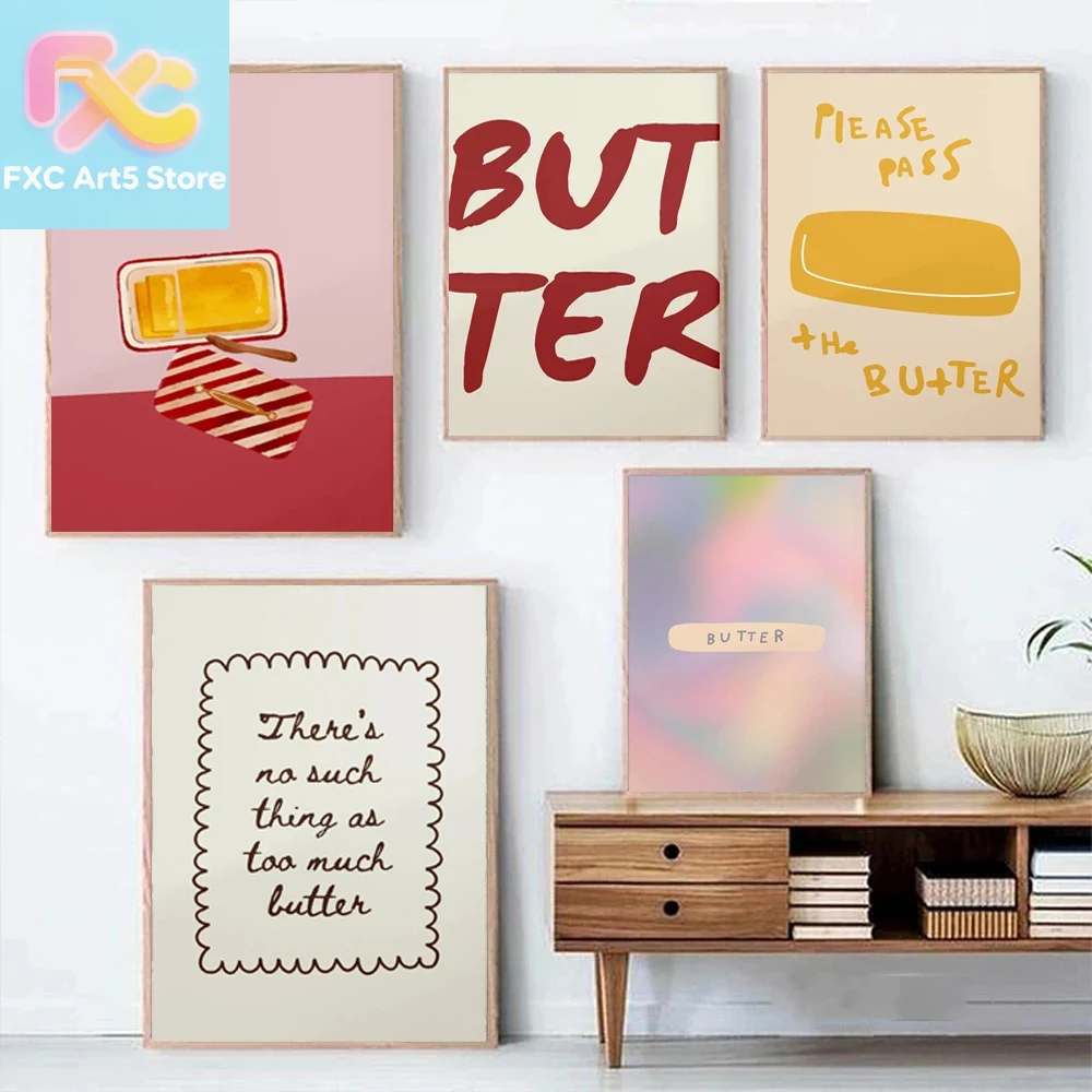 1pc frameless  1pc Butter Post - огляд і ціна Kitchen Baking Wall Art
