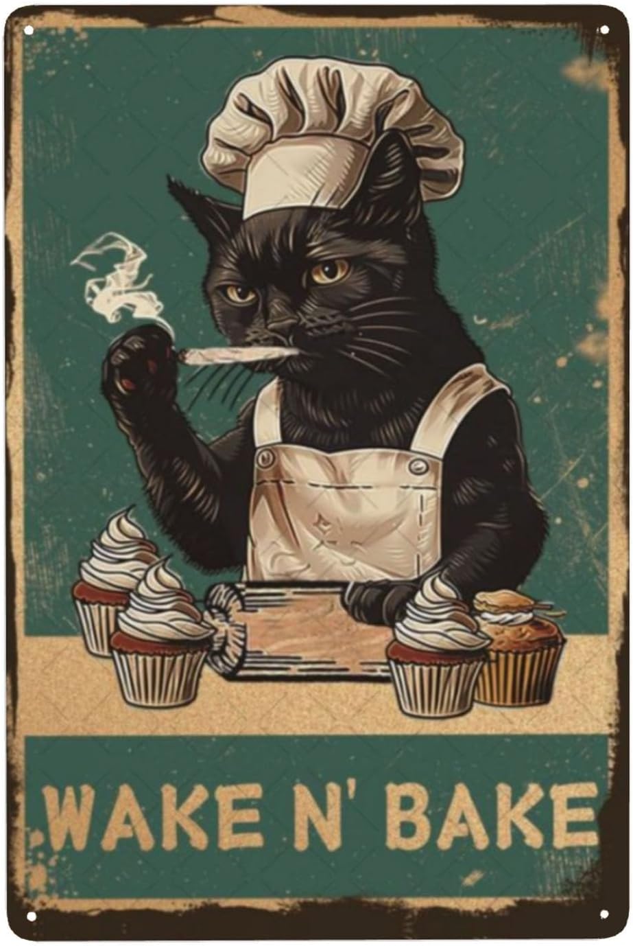 Wake N' Bake Metal Sign Black  - огляд і ціна Kitchen Baking Wall Art
