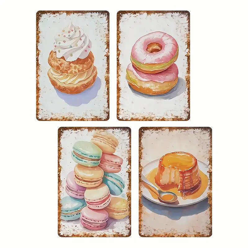2D Flat, 4pcs Dessert Baking W - огляд і ціна Kitchen Baking Wall Art