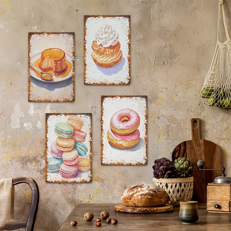 2D Flat, 4pcs Dessert Baking W - огляд і ціна Kitchen Baking Wall Art
