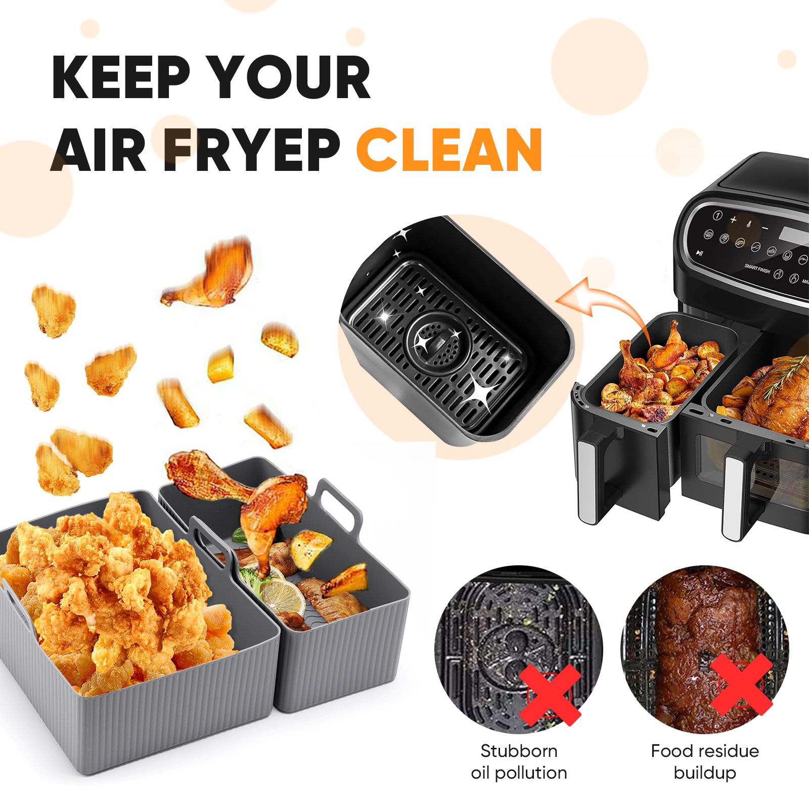 2pcs Set Silicone Air Fryer Ma - огляд і ціна Kitchen Baking Pan Set