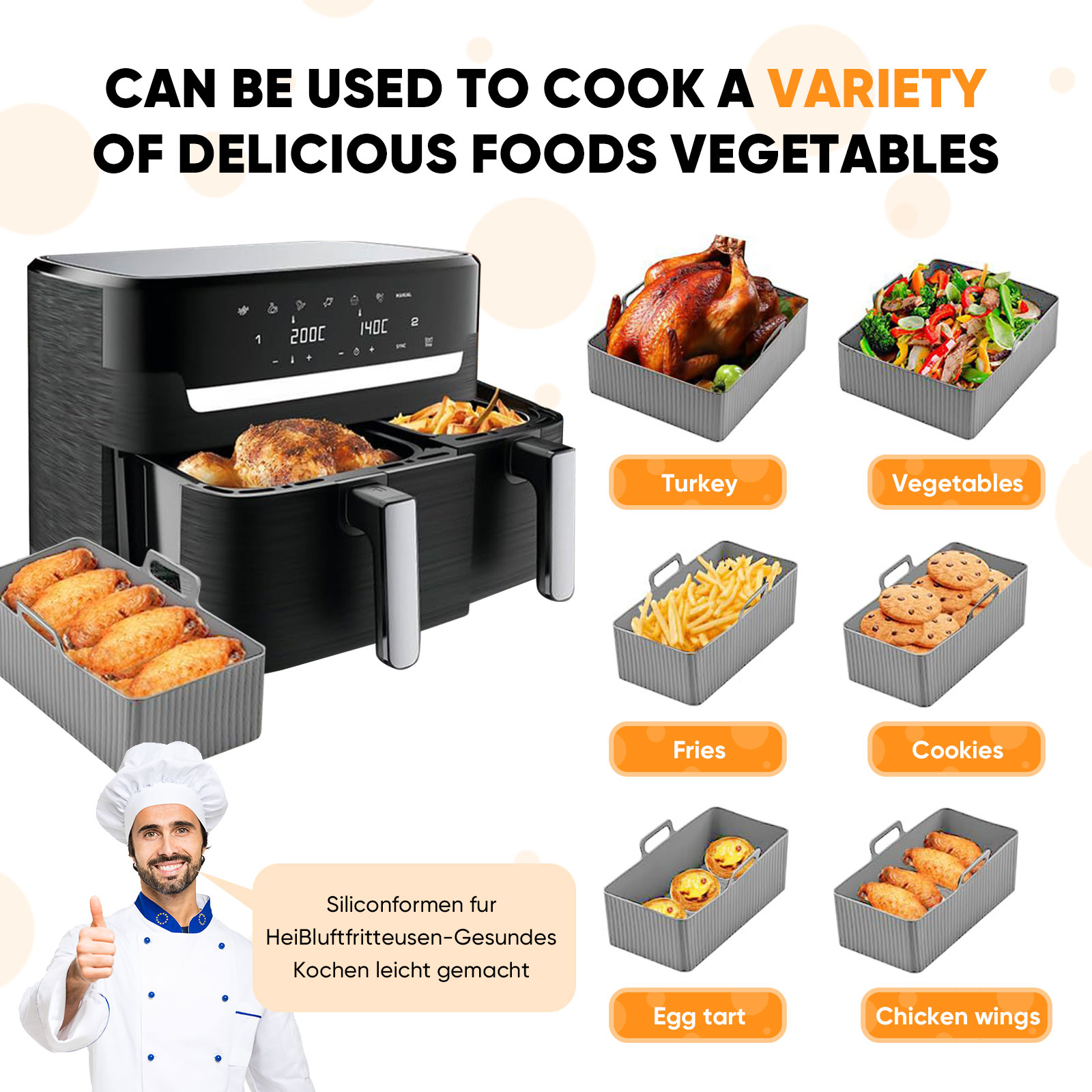 2pcs Set Silicone Air Fryer Ma - огляд і ціна Kitchen Baking Pan Set